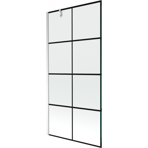 Mexen Next  Paravan de cada  cu 1 aripa 90 x 150 cm,  negru , chrom - 895-090-000-00-77-01