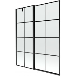 Mexen Flip  Paravan de cada  cu 1+1 aripi batanta  140 x 150 cm,  negru ,  negru - 894-140-101-70-77 Paravan Cada 467680 Mexen