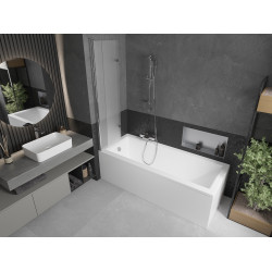 Mexen Castor  Paravan de cada  cu 2 aripi 100 x 150 cm,  satin , chrom - 892-100-002-01-30