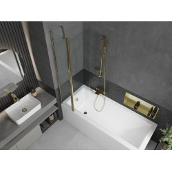 Mexen Flip  Paravan de cada  cu 1+1 aripi batanta  80 x 150 cm, transparent, auriu - 894-080-101-50-00