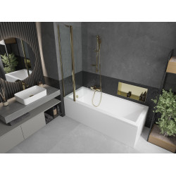 Mexen Flip  Paravan de cada  cu 1+1 aripi batanta  80 x 150 cm, transparent, auriu - 894-080-101-50-00