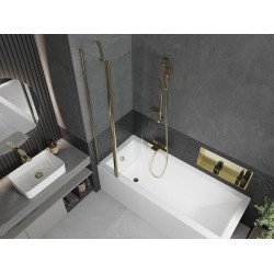 Mexen Flip  Paravan de cada  cu 1+1 aripi batanta  80 x 150 cm, transparent, auriu - 894-080-101-50-00