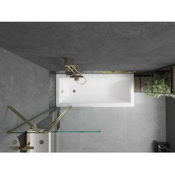 Mexen Flip  Paravan de cada  cu 1+1 aripi batanta  80 x 150 cm, transparent, auriu - 894-080-101-50-00