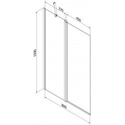 Mexen Flip  Paravan de cada  cu 1+1 aripi batanta  80 x 150 cm, transparent, auriu - 894-080-101-50-00
