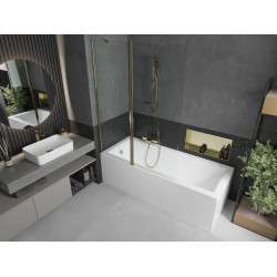 Mexen Flip  Paravan de cada  cu 1+1 aripi batanta  120 x 150 cm, transparent, auriu - 894-120-101-50-00