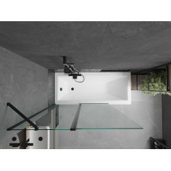 Mexen Flip  Paravan de cada  cu 1+1 aripi batanta  120 x 150 cm, transparent,  negru - 894-120-101-70-00