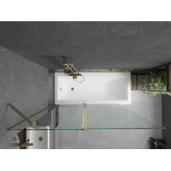 Mexen Flip  Paravan de cada  cu 1+1 aripi batanta  140 x 150 cm, transparent, auriu - 894-140-101-50-00