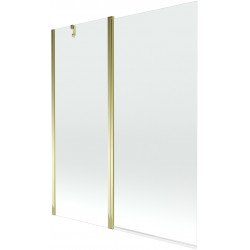 Mexen Flip  Paravan de cada  cu 1+1 aripi batanta  140 x 150 cm, transparent, auriu - 894-140-101-50-00