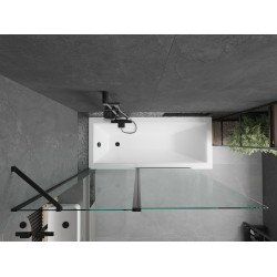 Mexen Flip  Paravan de cada  cu 1+1 aripi batanta  140 x 150 cm, transparent,  negru - 894-140-101-70-00