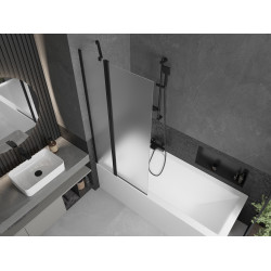 Mexen Flip  Paravan de cada  cu 1+1 aripi batanta  80 x 150 cm,  satin ,  negru - 894-080-101-70-30