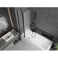 Mexen Flip  Paravan de cada  cu 1+1 aripi batanta  80 x 150 cm,  satin ,  negru - 894-080-101-70-30