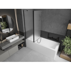 Mexen Flip  Paravan de cada  cu 1+1 aripi batanta  120 x 150 cm,  satin ,  negru - 894-120-101-70-30