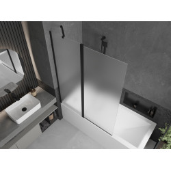 Mexen Flip  Paravan de cada  cu 1+1 aripi batanta  120 x 150 cm,  satin ,  negru - 894-120-101-70-30