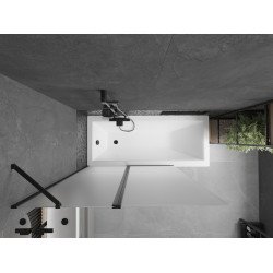 Mexen Flip  Paravan de cada  cu 1+1 aripi batanta  120 x 150 cm,  satin ,  negru - 894-120-101-70-30