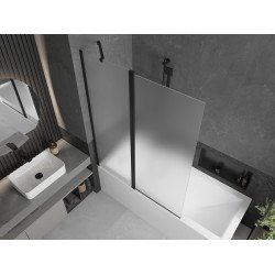 Mexen Flip  Paravan de cada  cu 1+1 aripi batanta  120 x 150 cm,  satin ,  negru - 894-120-101-70-30