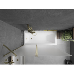 Mexen Flip  Paravan de cada  cu 1+1 aripi batanta  140 x 150 cm,  satin , auriu - 894-140-101-50-30