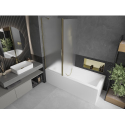 Mexen Flip  Paravan de cada  cu 1+1 aripi batanta  140 x 150 cm,  satin , auriu - 894-140-101-50-30