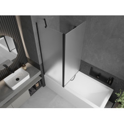 Mexen Flip  Paravan de cada  cu 1+1 aripi batanta  140 x 150 cm,  satin ,  negru - 894-140-101-70-30