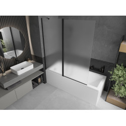 Mexen Flip  Paravan de cada  cu 1+1 aripi batanta  140 x 150 cm,  satin ,  negru - 894-140-101-70-30