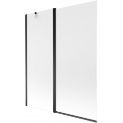 Mexen Flip  Paravan de cada  cu 1+1 aripi batanta  140 x 150 cm,  satin ,  negru - 894-140-101-70-30