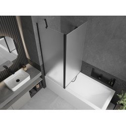 Mexen Flip  Paravan de cada  cu 1+1 aripi batanta  140 x 150 cm,  satin ,  negru - 894-140-101-70-30