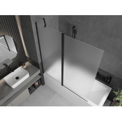 Mexen Flip  Paravan de cada  cu 1+1 aripi batanta  140 x 150 cm,  satin ,  negru - 894-140-101-70-30