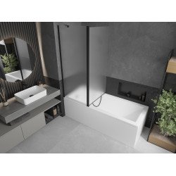 Mexen Flip  Paravan de cada  cu 1+1 aripi batanta  140 x 150 cm,  satin ,  negru - 894-140-101-70-30