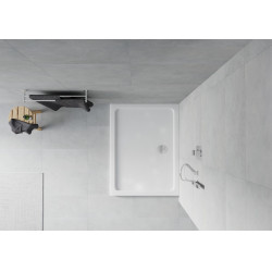 Mexen Slim cadita dus 130 x 100 cm, alb  cu sifon  crom - 40101013