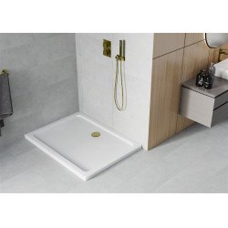 Mexen Slim cadita dus 110 x 70 cm,  alb  cu sifon  auriu - 40107011G Acryl 467680 Mexen