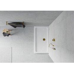 Mexen Slim cadita dus 120 x 70 cm,  alb  cu sifon  auriu - 40107012G