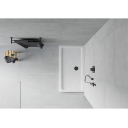 Mexen Slim cadita dus 120 x 70 cm,  alb  cu sifon  negru - 40107012B