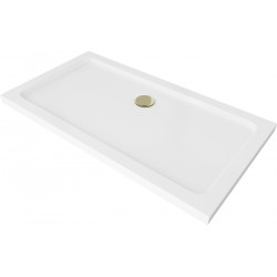 Mexen Slim cadita dus 130 x 70 cm,  alb  cu sifon  auriu - 40107013G Acryl 467680 Mexen