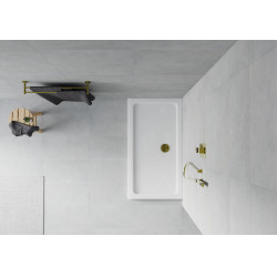 Mexen Slim cadita dus 130 x 70 cm,  alb  cu sifon  auriu - 40107013G