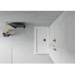 Mexen Slim cadita dus 130 x 70 cm,  alb  cu sifon  auriu - 40107013G