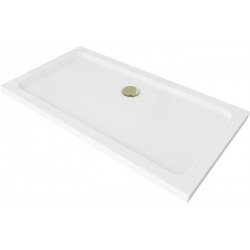 Mexen Slim cadita dus 140 x 70 cm,  alb  cu sifon  auriu - 40107014G Acryl 467680 Mexen