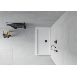 Mexen Slim cadita dus 140 x 70 cm,  alb  cu sifon  negru - 40107014B