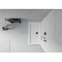 Mexen Slim cadita dus 140 x 70 cm,  alb  cu sifon  negru - 40107014B