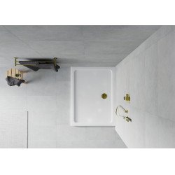 Mexen Slim cadita dus 110 x 80 cm,  alb  cu sifon  auriu - 40108011G