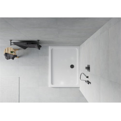 Mexen Slim cadita dus 130 x 80 cm,  alb  cu sifon  negru - 40108013B