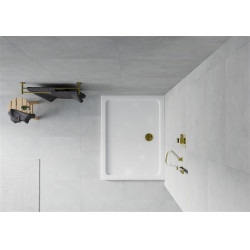 Mexen Slim cadita dus 130 x 90 cm,  alb  cu sifon  auriu - 40109013G