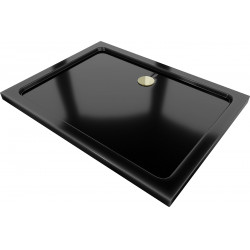 Mexen Slim cadita dus 100 x 90 cm, negru  cu sifon  auriu - 40709010G Acryl 467680 Mexen