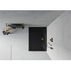 Mexen Slim cadita dus 100 x 90 cm, negru  cu sifon  auriu - 40709010G Acryl 467680 Mexen
