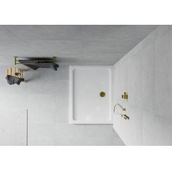 Mexen Slim cadita dus 110 x 100 cm,  alb  cu sifon  auriu - 40101011G