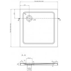 Mexen  Slim cadita dus 90 x 90 cm,  alb+szifon krom - 40109090