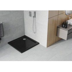 Mexen  Slim cadita dus 80 x 80 cm,  negru+szifon krom - 40708080