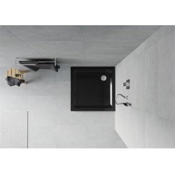 Mexen  Slim cadita dus 80 x 80 cm,  negru+szifon krom - 40708080
