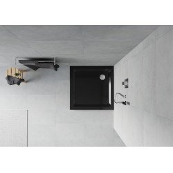 Mexen  Slim cadita dus 80 x 80 cm,  negru+szifon krom - 40708080