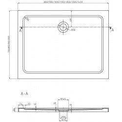 Mexen  Slim cadita dus 90 x 90 cm,  alb+szifon  auriu - 40109090G
