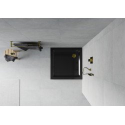Mexen  Slim cadita dus 80 x 80 cm,  negru+szifon  auriu - 40708080G