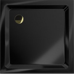 Mexen  Slim cadita dus 80 x 80 cm,  negru+szifon  auriu - 40708080G